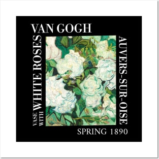 Van Gogh - Vase with White Roses Closeup Stylised Posters and Art